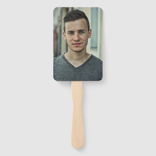 Green and Black Photo Afstuderen Hand Fan Handwaaier (Achterkant)