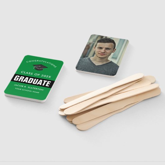 Green and Black Photo Afstuderen Hand Fan Handwaaier (Niet-gemonteerd)