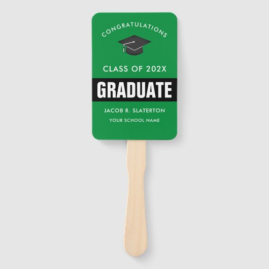 Green and Black Photo Afstuderen Hand Fan Handwaaier (Voorkant)