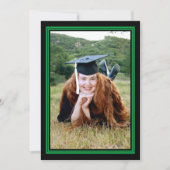 Green and Black Photo Graduation Party Kaart (Voorkant)