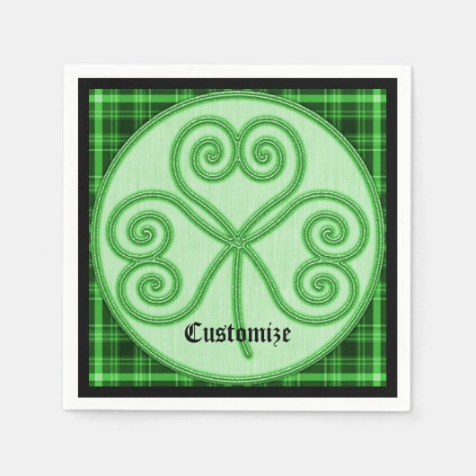 Green and Black Pset Shamrock Napkins Servet (Voorkant)