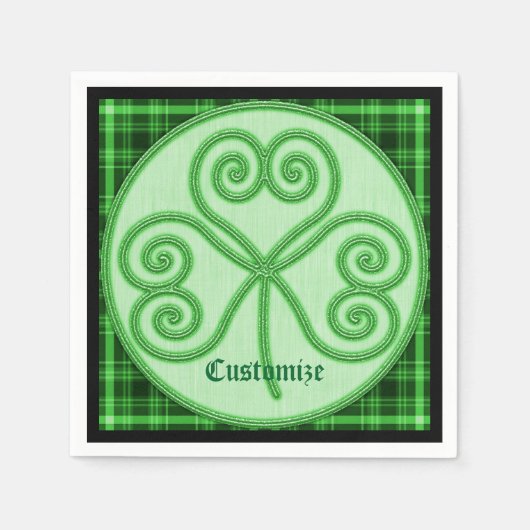 Green and Black Pset Shamrock Napkins Servetten (Voorkant)