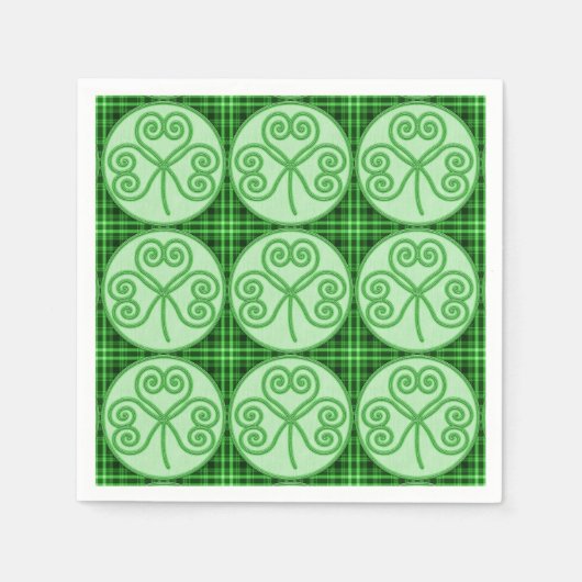 Green and Black Pset Shamrock Pattern Napkins Servetten (Voorkant)