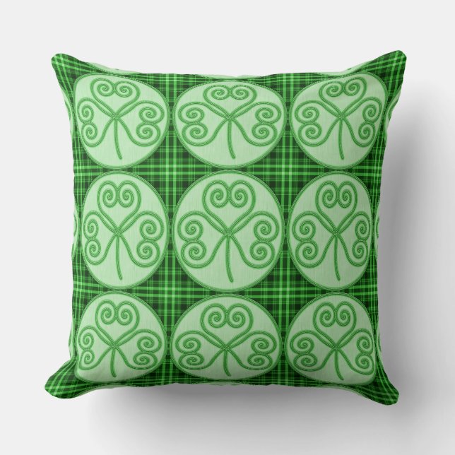 Green and Black Pset Shamrock Pattern Pillow Kussen (Voorkant)