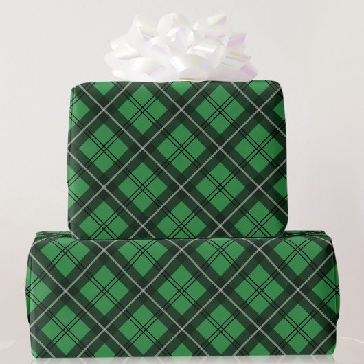 Green and Black Pset Tartan Cadeaupapier