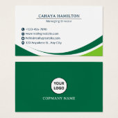 Green and Black Simple Minimalist Business Card Visitekaartje (Voorkant /achterkant)