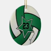 Green and Black Star Volleyball Keramisch Ornament (Rechts)