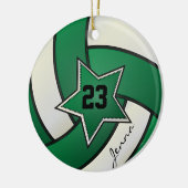 Green and Black Star Volleyball Keramisch Ornament (Links)