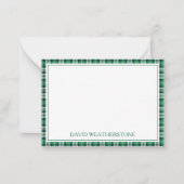Green and Black Tartan Plaid Personalized Notitiekaartje (Voorkant)