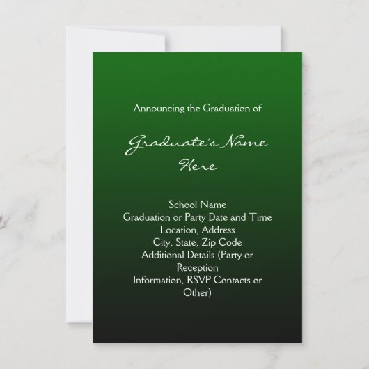 Green and Black Wave Graduation Announcement Kaart (Achterkant)