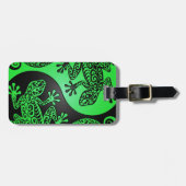 Green and Black Yin Yang Geckos Bagagelabel (Voorkant horizontaal)