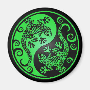 Green and Black Yin Yang Geckos Magneet