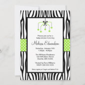 Green and Black Zebra Heart Mobile Baby shower Kaart (Voorkant)