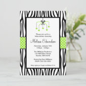 Green and Black Zebra Heart Mobile Baby shower Kaart (Staand voorkant)