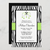 Green and Black Zebra Heart Mobile Baby shower Kaart (Voorkant / Achterkant)