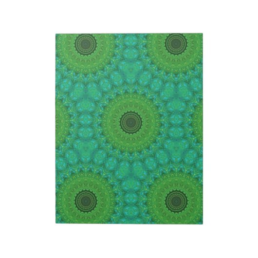 Green and Blue Circular Pattern Notepad Notitieblok (Linkerzijde)