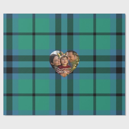 Green and Blue Classic Tartan Christmas Photo Cadeaupapier (Vlak)