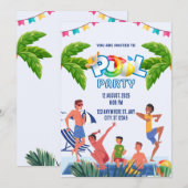 Green and Blue Illustrative Pool Party Kaart (Voorkant / Achterkant)