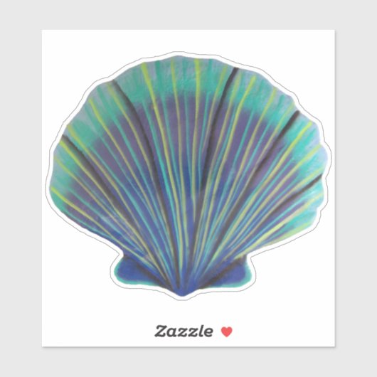 Green and Blue Scallop Shell Sticker (Vel)