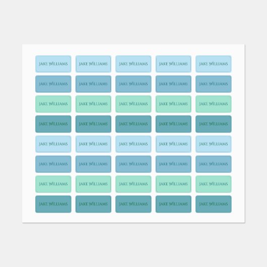 Green and Blue School Clothing Kids' Labels (Vel)