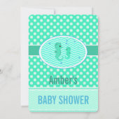 Green and Blue Seahorse Baby shower Invitation Kaart (Achterkant)