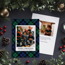 Green and Blue Tartan Pset Merry-kerstfoto