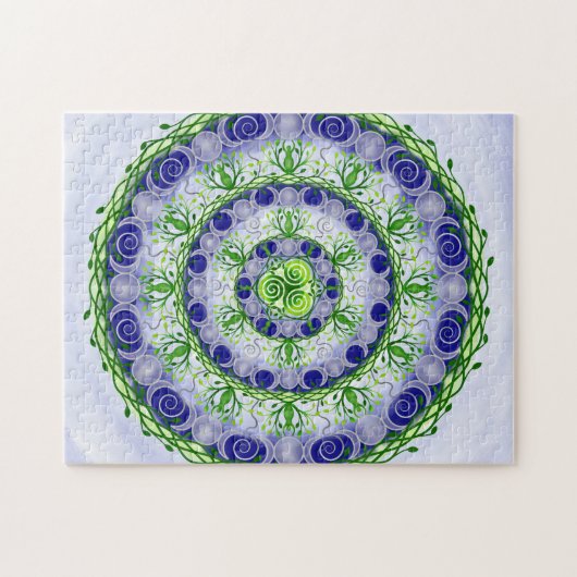 Green and Blue Triple Moon Goddess Mandala Legpuzzel (Horizontaal)
