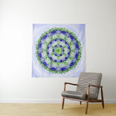 Green and Blue Triple Moon Goddess Mandala Wandkleed (In Situ (horizontaal))