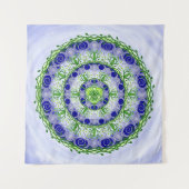 Green and Blue Triple Moon Goddess Mandala Wandkleed (Voorkant)