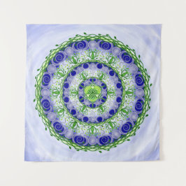 Green and Blue Triple Moon Goddess Mandala Wandkleed