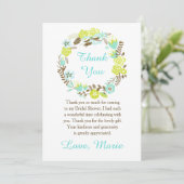 Green and Brown Floral Wreath Bridal Shower Bedankkaart (Staand voorkant)