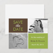 Green and Brown Save the Date Photo Cards (Voorkant / Achterkant)