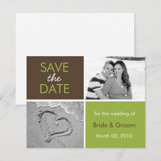 Green and Brown Save the Date Photo Cards (Voorkant / Achterkant)