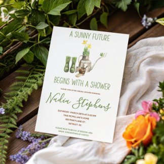 Green and Brown Spring Gardening Bridal Shower Kaart