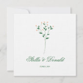 Green and Coral Twigs Wedding Monogram Kaart (Voorkant)