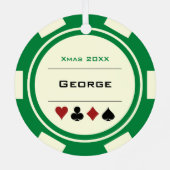 Green and Cream Las Vegas Poker Chip Metalen Ornament (Achterkant)