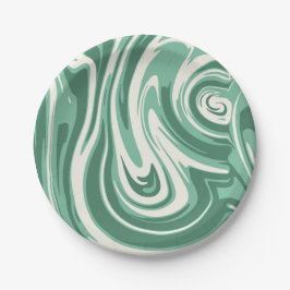 Green and Cream Marble Swirl Papieren Bordje
