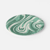 Green and Cream Marble Swirl Papieren Bordje (Gekanteld)