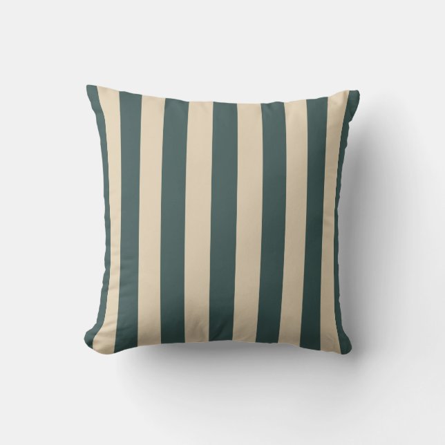 Green And Cream Vertical Stripes Kussen (Voorkant)