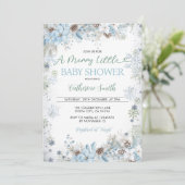 Green and Dusty Blue A Merry Little Baby Shower  Kaart (Staand voorkant)