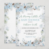 Green and Dusty Blue A Merry Little Baby Shower  Kaart (Voorkant / Achterkant)