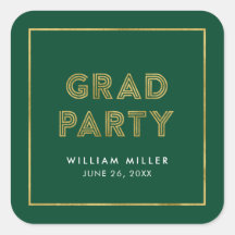 Green and Faux Gold Geometric Afstudeerder Party