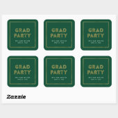 Green and Faux Gold Geometric Afstudeerder Party Vierkante Sticker (Vel)