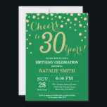 Green and Gold 30th Birthday Diamond Kaart<br><div class="desc">30e verjaardag Uitnodiging met een groene en goudglitter Diamond achtergrond. Gold Confetti. Volwassen verjaardag. Mannelijke Mannen of vrouwen: Birthday. Voor verdere aanpassing,  te klikken gelieve de knoop "van de Aanpassing het"en ons ontwerphulpmiddel te gebruiken om deze sjabloon te wijzigen.</div>