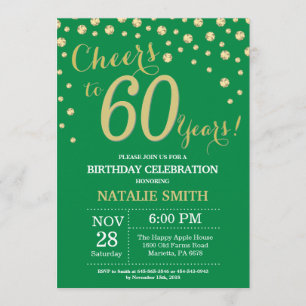 Green and Gold 60th Birthday Diamond Kaart