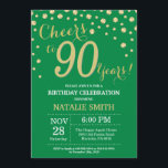 Green and Gold 90th Birthday Diamond Kaart<br><div class="desc">90e verjaardag Uitnodiging met een groene en goudglitter Diamond achtergrond. Gold Confetti. Volwassen verjaardag. Mannelijke Mannen of vrouwen: Birthday. Voor verdere aanpassing,  te klikken gelieve de knoop "van de Aanpassing het"en ons ontwerphulpmiddel te gebruiken om deze sjabloon te wijzigen.</div>