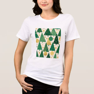 Green and Gold Abstract Christmas Tree Pattern Tri-Blend Shirt