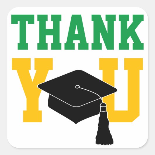 Green and Gold Afstuderen Hartelijk dank Vierkante Sticker (Voorkant)