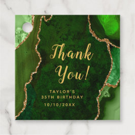 Green and Gold Agate Birthday Hartelijk dank Bedankjes Labels