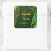Green and Gold Agate Birthday Hartelijk dank Vierkante Sticker (Tas)